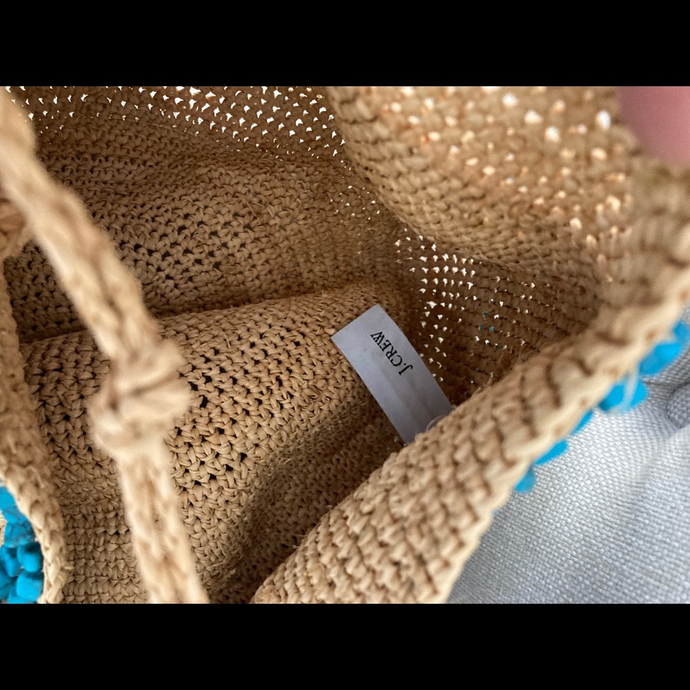 J. Crew Straw Tote with Turquoise Accent - Picture 2 of 2